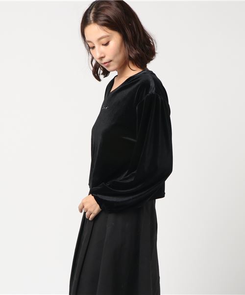archives（アルシーヴ）の「ロゴ刺繍ベロアプルオーバー（Tシャツ/カットソー・レディース・グレー/ブラック/ラベンダー・MEDIUM）」の4枚目の写真