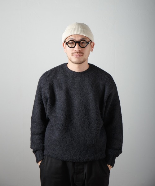 ニットキャップ・ビーニー WOOL BREADIQUE Chocolate Roll Cake Boucle Beanie_Ivory ロールニットキャップ / Roll Knit Cap（ニットキャップ