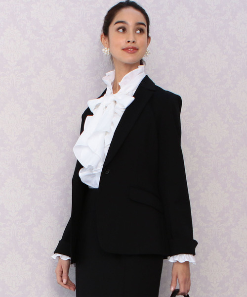 NARACAMICIE(ナラカミーチェ)の「【セットアップ対応】ポンチテーラードジャケット(スーツジャケット・レディース・グレー/ブラック/ネイビー・LARGE/SMALL/MEDIUM/XXX-LARGE)」の2枚目の写真