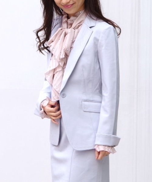 NARACAMICIE(ナラカミーチェ)の「【セットアップ対応】ポンチテーラードジャケット(スーツジャケット・レディース・グレー/ブラック/ネイビー・LARGE/SMALL/MEDIUM/XXX-LARGE)」の1枚目の写真