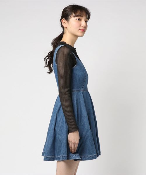Calvin Klein Jeans（カルヴァンクラインジーンズ）の「フレア ミニデニムワンピース（ワンピース・レディース・ブルー・LARGE/MEDIUM/SMALL/X-SMALL）」の3枚目の写真
