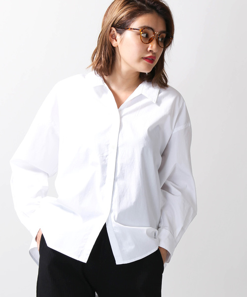 WEGO（ウィゴー）の「WEGO/ヌキ襟ルーズシャツ（シャツ/ブラウス・レディース・オフホワイト/ベージュ系その他4/レッド系その他4・FREE）」の2枚目の写真