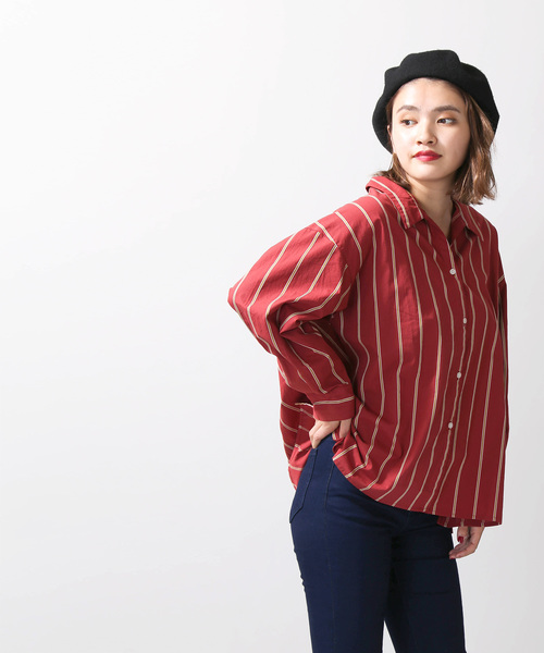 WEGO（ウィゴー）の「WEGO/ヌキ襟ルーズシャツ（シャツ/ブラウス・レディース・オフホワイト/ベージュ系その他4/レッド系その他4・FREE）」の11枚目の写真