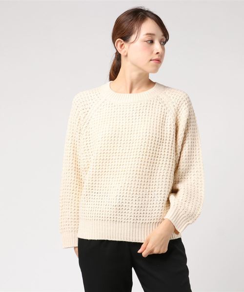 flower（フラワー）の「カラフルワッフルニット（ニット/セーター・レディース・パープル/ブラウン/アイボリー/ネイビー/レッド/ピンク・FREE）」の9枚目の写真