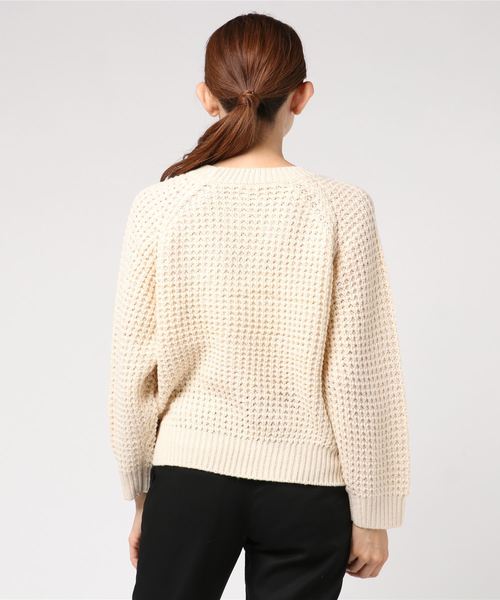 flower（フラワー）の「カラフルワッフルニット（ニット/セーター・レディース・パープル/ブラウン/アイボリー/ネイビー/レッド/ピンク・FREE）」の7枚目の写真