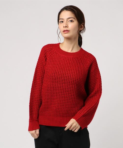 flower（フラワー）の「カラフルワッフルニット（ニット/セーター・レディース・パープル/ブラウン/アイボリー/ネイビー/レッド/ピンク・FREE）」の16枚目の写真