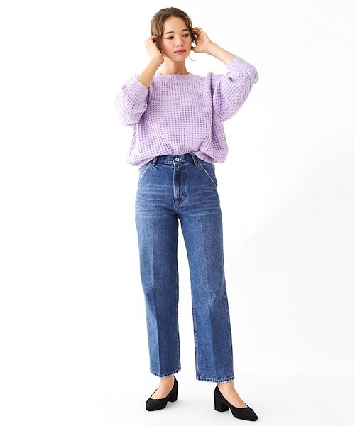 flower（フラワー）の「カラフルワッフルニット（ニット/セーター・レディース・パープル/ブラウン/アイボリー/ネイビー/レッド/ピンク・FREE）」の11枚目の写真