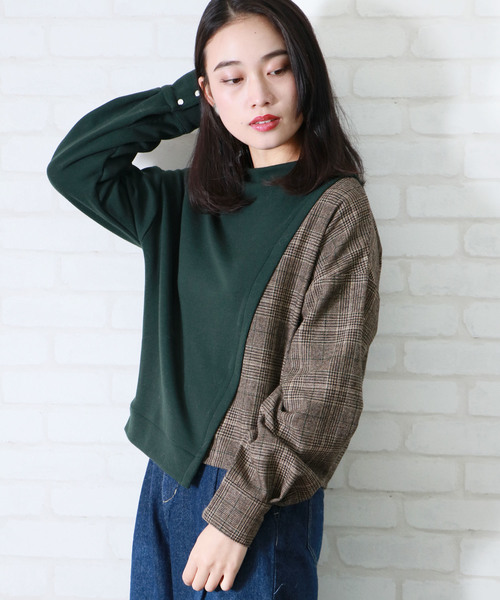 &g'aime（アンジェム）の「【&g'aime】チェックスイッチプルオーバー（シャツ/ブラウス・レディース・ブラック/ブラウン/グリーン・FREE）」の3枚目の写真