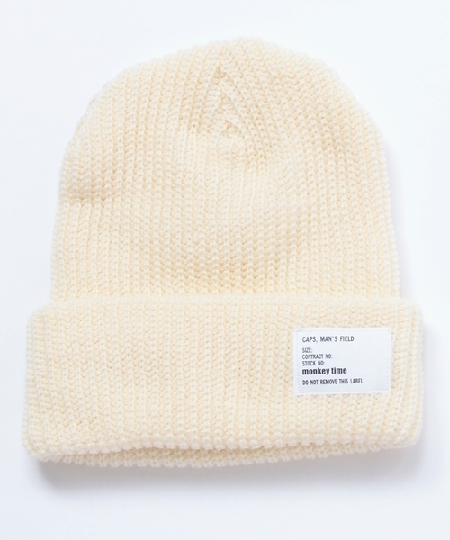 MONKEY TIME（モンキータイム）の「＜monkey time＞ SOLID AZE BEANIE/ビーニー：◆（ニットキャップ/ビーニー・メンズ・オフホワイト/ブラック/グレー/レッド/ワインレッド/ダークグリーン/ロイヤルブルー/ネイビー/ダークグレー/ブラウン/コバルトブルー/ホワイト/ライトグレー/オリーブ・フリー）」の3枚目の写真