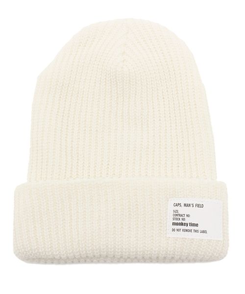 MONKEY TIME（モンキータイム）の「＜monkey time＞ SOLID AZE BEANIE/ビーニー：◆（ニットキャップ/ビーニー・メンズ・オフホワイト/ブラック/グレー/レッド/ワインレッド/ダークグリーン/ロイヤルブルー/ネイビー/ダークグレー/ブラウン/コバルトブルー/ホワイト/ライトグレー/オリーブ・フリー）」の2枚目の写真