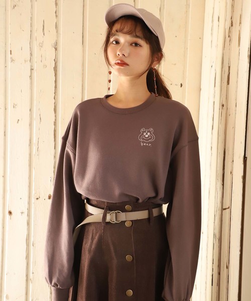 one after another NICE CLAUP（ワンアフターアナザーナイスクラップ）の「アソートロゴ裏毛トップス（Tシャツ/カットソー・レディース・アイボリー/スミクロ/モカ・FREE）」の3枚目の写真