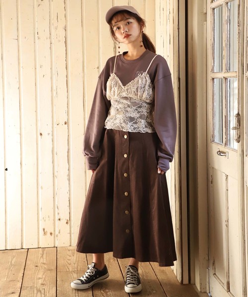 one after another NICE CLAUP（ワンアフターアナザーナイスクラップ）の「アソートロゴ裏毛トップス（Tシャツ/カットソー・レディース・アイボリー/スミクロ/モカ・FREE）」の5枚目の写真