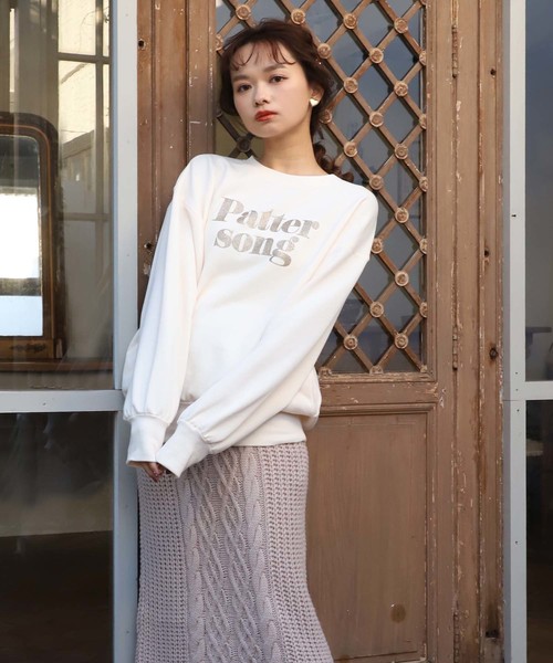 one after another NICE CLAUP（ワンアフターアナザーナイスクラップ）の「アソートロゴ裏毛トップス（Tシャツ/カットソー・レディース・アイボリー/スミクロ/モカ・FREE）」の7枚目の写真