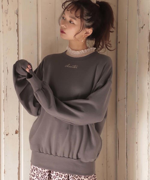 one after another NICE CLAUP（ワンアフターアナザーナイスクラップ）の「アソートロゴ裏毛トップス（Tシャツ/カットソー・レディース・アイボリー/スミクロ/モカ・FREE）」の12枚目の写真