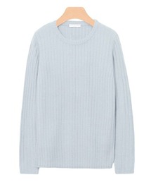 UネックorVネックワイドリブニット