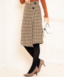バックZIPギンガムチェックタイトスカート＊レディース/ボトムス/ラップスカート[M2348]神戸レタス