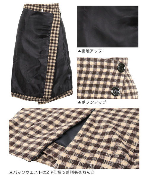 KOBE LETTUCE（コウベレタス）の「バックZIPギンガムチェックタイトスカート＊レディース/ボトムス/ラップスカート[M2348]神戸レタス（スカート・レディース・ブラック/ブラウン・S/M）」の9枚目の写真