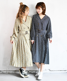 PairPair | トレンチ風花柄ワンピース(ワンピース)