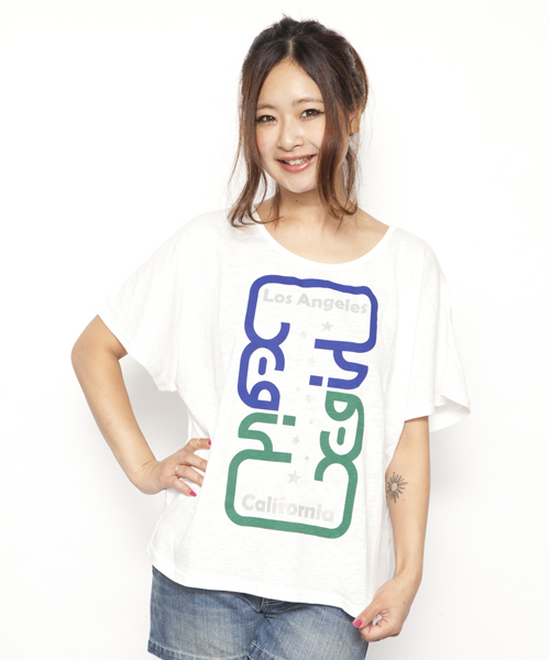 X-girl（エックスガール）の「SURROUNDED LOGO S/S BIG TOP（Tシャツ/カットソー・レディース・ブラック/レッド/パープル/ホワイト・1/2）」の2枚目の写真