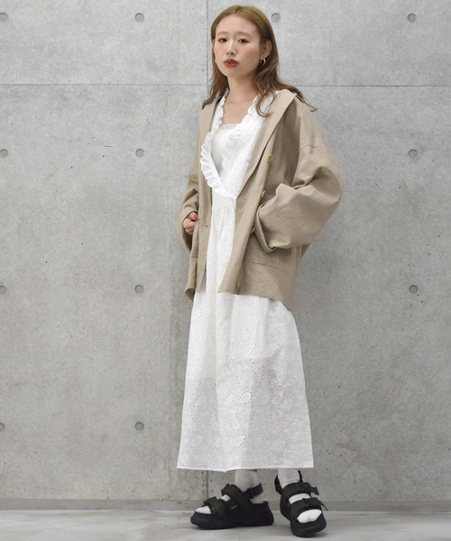 w closet（ダブルクローゼット）の「ペイズリー柄総刺繍レースワンピース（ワンピース・レディース・ベージュ/オフホワイト/カーキ・FREE）」の21枚目の写真