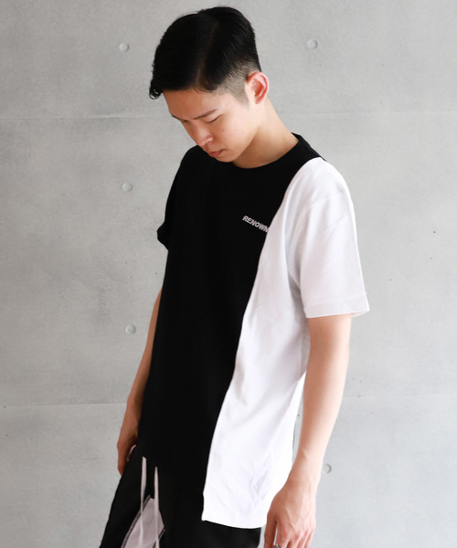 Renowned LA(リナウンドエルエー)の「『Renowned LA / リナウンド』Withering Man Split Tee / スカルTシャツ 切り替え(Tシャツ/カットソー・メンズ・ホワイト×ブラック・XL/S/M/L)」の3枚目の写真