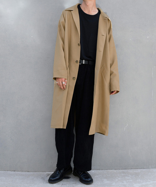 kutir（クティール）の「オーバーステンカラーコート（ステンカラーコート・メンズ・ブラック/ダークブラウン/ベージュ/カーキ・SMALL/MEDIUM/LARGE）」の3枚目の写真