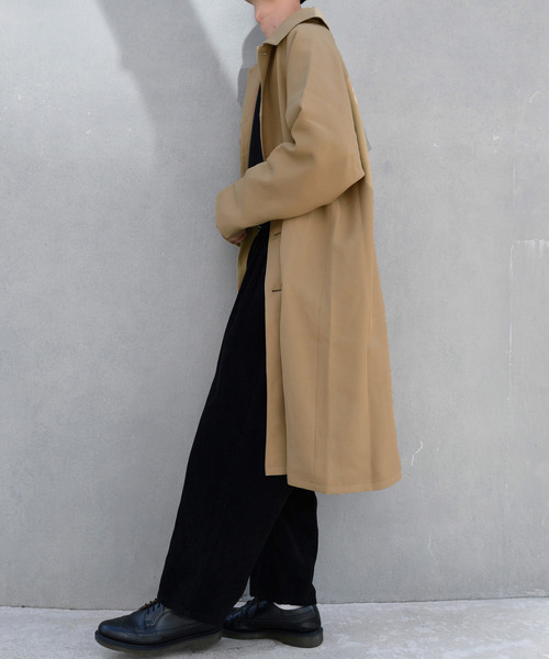 kutir（クティール）の「オーバーステンカラーコート（ステンカラーコート・メンズ・ブラック/ダークブラウン/ベージュ/カーキ・SMALL/MEDIUM/LARGE）」の5枚目の写真