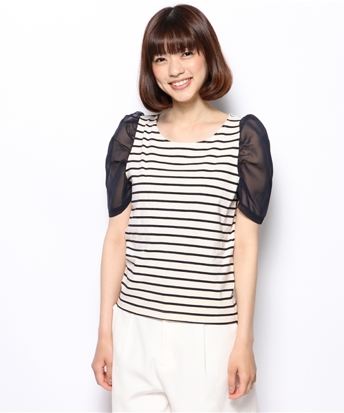 Chico(チコ)の「ギャザー袖シフォンTOPS(Tシャツ/カットソー・レディース・ホワイト/ネイビー/ダークブルー/グレー・FREE)」の13枚目の写真