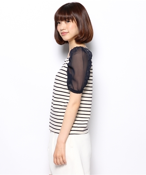 Chico(チコ)の「ギャザー袖シフォンTOPS(Tシャツ/カットソー・レディース・ホワイト/ネイビー/ダークブルー/グレー・FREE)」の14枚目の写真