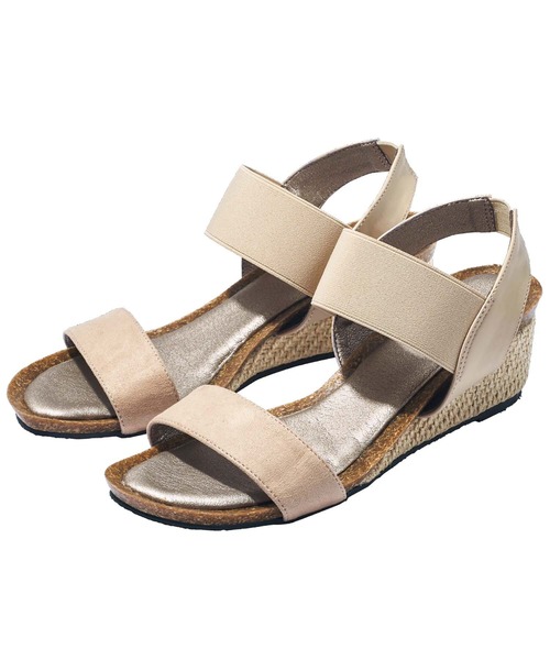 GeeRA（ジーラ）の「ゴムデザインウェッジサンダル（サンダル・レディース・シルバー/ベージュ/パープル/パイソン/ブラック・MEDIUM/SMALL/LARGE/X-LARGE）」の3枚目の写真