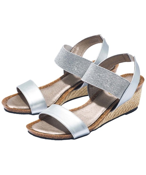 GeeRA（ジーラ）の「ゴムデザインウェッジサンダル（サンダル・レディース・シルバー/ベージュ/パープル/パイソン/ブラック・MEDIUM/SMALL/LARGE/X-LARGE）」の5枚目の写真