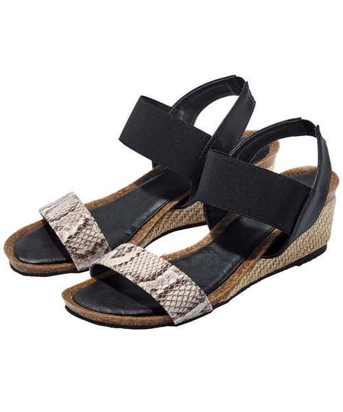 GeeRA（ジーラ）の「ゴムデザインウェッジサンダル（サンダル・レディース・シルバー/ベージュ/パープル/パイソン/ブラック・MEDIUM/SMALL/LARGE/X-LARGE）」の9枚目の写真