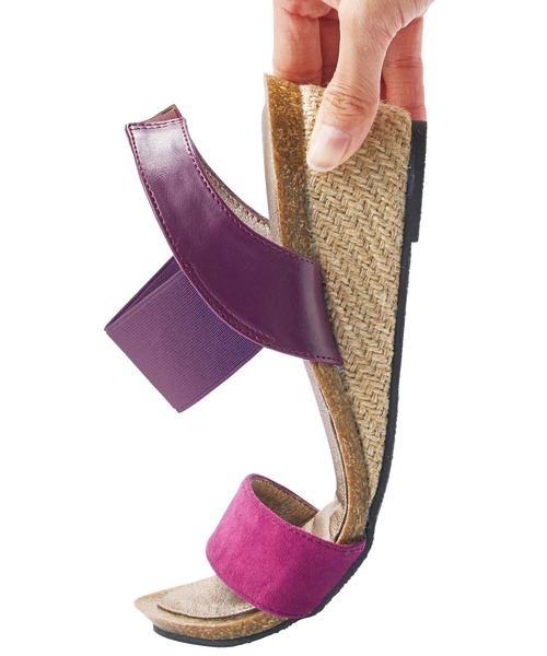 GeeRA（ジーラ）の「ゴムデザインウェッジサンダル（サンダル・レディース・シルバー/ベージュ/パープル/パイソン/ブラック・MEDIUM/SMALL/LARGE/X-LARGE）」の7枚目の写真