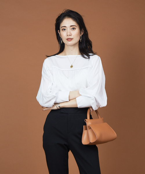 qualite（カリテ）の「プレーティング天竺ドルマンプルオーバー（Tシャツ/カットソー・レディース・ホワイト/ブラック/カーキ・フリー）」の2枚目の写真