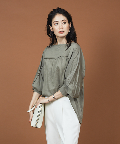 qualite（カリテ）の「プレーティング天竺ドルマンプルオーバー（Tシャツ/カットソー・レディース・ホワイト/ブラック/カーキ・フリー）」の3枚目の写真