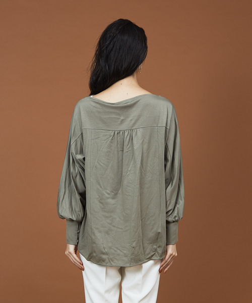 qualite（カリテ）の「プレーティング天竺ドルマンプルオーバー（Tシャツ/カットソー・レディース・ホワイト/ブラック/カーキ・フリー）」の9枚目の写真