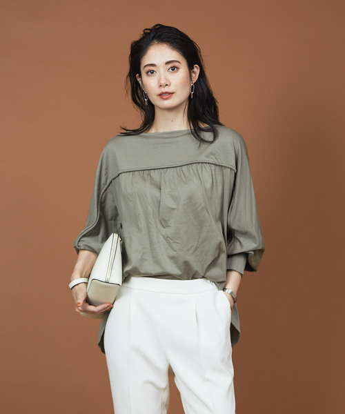 qualite（カリテ）の「プレーティング天竺ドルマンプルオーバー（Tシャツ/カットソー・レディース・ホワイト/ブラック/カーキ・フリー）」の16枚目の写真