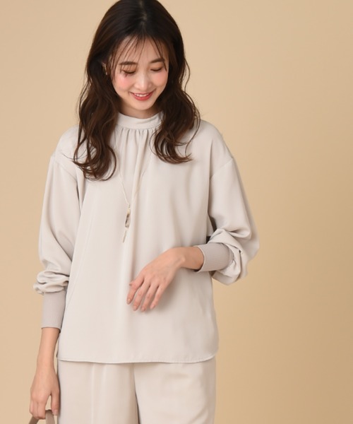 INTERPLANET（インタープラネット）の「ベネシャンハイネックブラウス（シャツ/ブラウス・レディース・ブルー/グレー/ネイビー・FREE）」の2枚目の写真