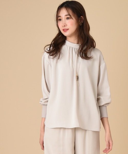 INTERPLANET（インタープラネット）の「ベネシャンハイネックブラウス（シャツ/ブラウス・レディース・ブルー/グレー/ネイビー・FREE）」の6枚目の写真