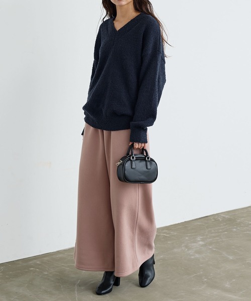 KOBE LETTUCE（コウベレタス）の「[裏起毛] 選べる2丈の裏起毛ガウチョパンツ（スウェットパンツ・レディース・グレー系その他/カーキ/ピンク系その他/ブラウン/グレー系その他2/ブラック/グレー系その他3/グリーン系その他/ピンク系その他2/ブラウン系その他/グレー系その他4/ブラック系その他/ボルドー/レッド系/ネイビー系/ネイビー/ブラック系/グレイッシュベージュ/ブルー・1/2）」の17枚目の写真