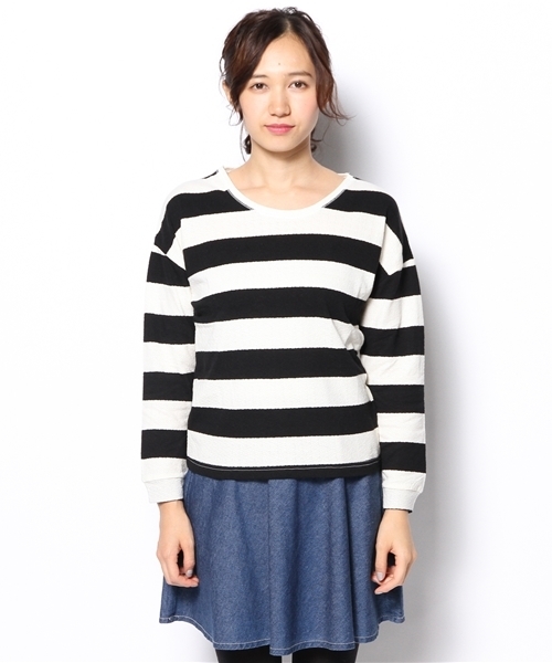 WEGO（ウィゴー）の「WEGO/フクレニットボーダー（ニット/セーター・レディース・ホワイト系その他/グリーン系その他・FREE）」の5枚目の写真