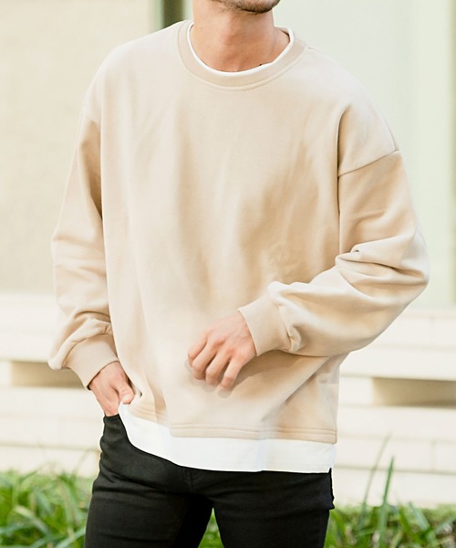 Vicci(ビッチ)の「『vicci/ヴィッチ』裏毛フェイクレイヤードクルーネックビッグトレーナー(スウェット・メンズ・ベージュ/チャコール/ブラック/ホワイト/オリーブ/ブラウン・XL/L/M)」の6枚目の写真