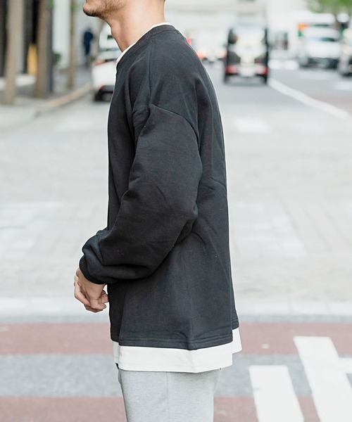 Vicci(ビッチ)の「『vicci/ヴィッチ』裏毛フェイクレイヤードクルーネックビッグトレーナー(スウェット・メンズ・ベージュ/チャコール/ブラック/ホワイト/オリーブ/ブラウン・XL/L/M)」の7枚目の写真