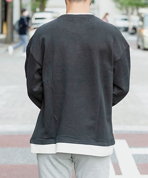 Vicci(ビッチ)の「『vicci/ヴィッチ』裏毛フェイクレイヤードクルーネックビッグトレーナー(スウェット・メンズ・ベージュ/チャコール/ブラック/ホワイト/オリーブ/ブラウン・XL/L/M)」の8枚目の写真