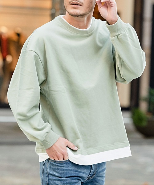 Vicci(ビッチ)の「『vicci/ヴィッチ』裏毛フェイクレイヤードクルーネックビッグトレーナー(スウェット・メンズ・ベージュ/チャコール/ブラック/ホワイト/オリーブ/ブラウン・XL/L/M)」の22枚目の写真