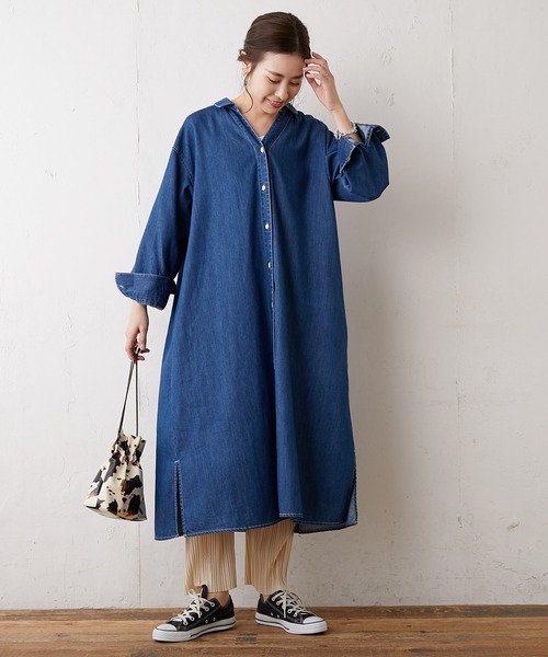 Zozotown限定 Ciaopanic Typy チャオパニックティピー のファッション Typy シャツワンピース ワンピース ドレス デニム シャツワンピース ロング サイドスリット シャツワンピース 当日出荷 シャツワンピース Christianheritagemidwifery Org