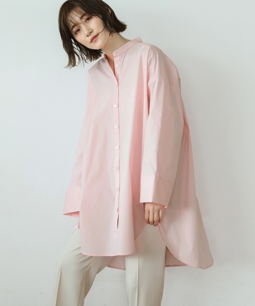 A part by（アパートバイ）の「Coオーバーサイズスタンドシャツ　931713（シャツ/ブラウス・レディース・ホワイト/ライトグレー/ブラック/ライトピンク・FREE）」の4枚目の写真