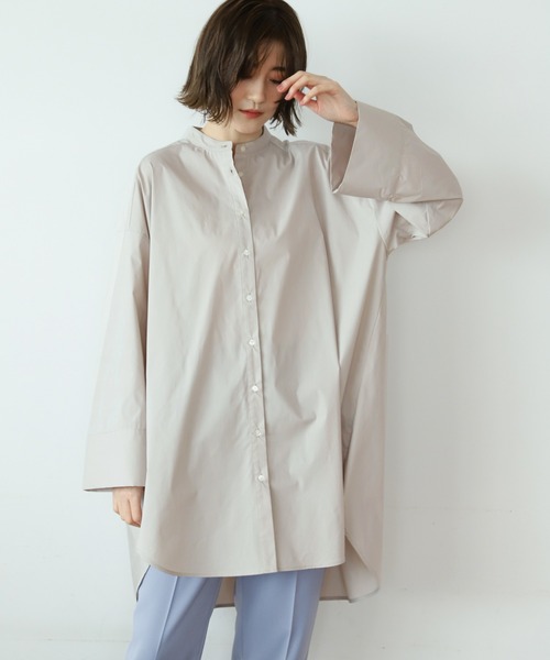 A part by（アパートバイ）の「Coオーバーサイズスタンドシャツ　931713（シャツ/ブラウス・レディース・ホワイト/ライトグレー/ブラック/ライトピンク・FREE）」の2枚目の写真