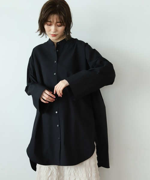 A part by（アパートバイ）の「Coオーバーサイズスタンドシャツ　931713（シャツ/ブラウス・レディース・ホワイト/ライトグレー/ブラック/ライトピンク・FREE）」の3枚目の写真