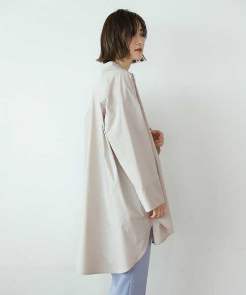 A part by（アパートバイ）の「Coオーバーサイズスタンドシャツ　931713（シャツ/ブラウス・レディース・ホワイト/ライトグレー/ブラック/ライトピンク・FREE）」の7枚目の写真